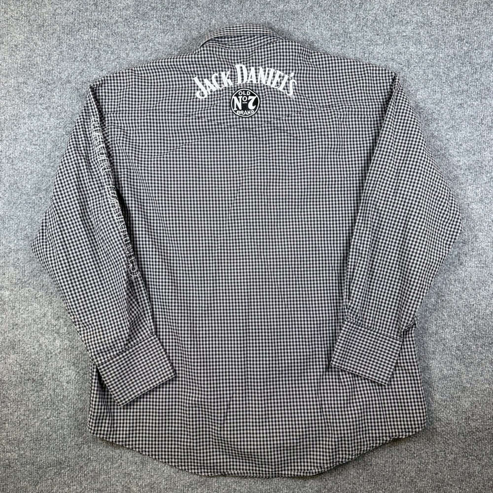 Wrangler Jack Daniels Whiskey Shirt Mens Xl Gray Long Sleeve Western Pearl Snap View 2